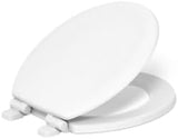 KOHLER Stonewood Quiet-Close Round Toilet Seat, Slow Close Design, Durable Wood, Easy Installation, Universal Fit, White Finish, K-20467-0