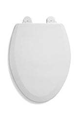 Centoco Elongated Toilet Seat Soft Close, Closed Front with Cover, Molded Wood, Made in the USA, 900SC-001, White