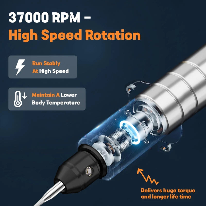 HARDELL Electric Engraving Pen, HARDELL Engraver Tool 37000RPM, USB Cordless Engraving Machine for Artists&DIYers, Portable DIY Rotary Engraver for Jewelry Wood Glass Stone Carving