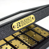 Bucher&Rossini Metal Surface Dominoes Set Double 6 for Adults and Kids - Claasic 28Pieces Gold Metal Surface Domino's Game Set Idea Gift Present for domino Players or Family Game Night