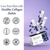 WELLINUS Blueberry Full of Collagen, Jelly Stick, Marine Collagen, Fast Absorbing, Snack, Ultra-Low Weight Molecular Marine Collagen, HACCP Certified, 22.05 oz/Pack of 25