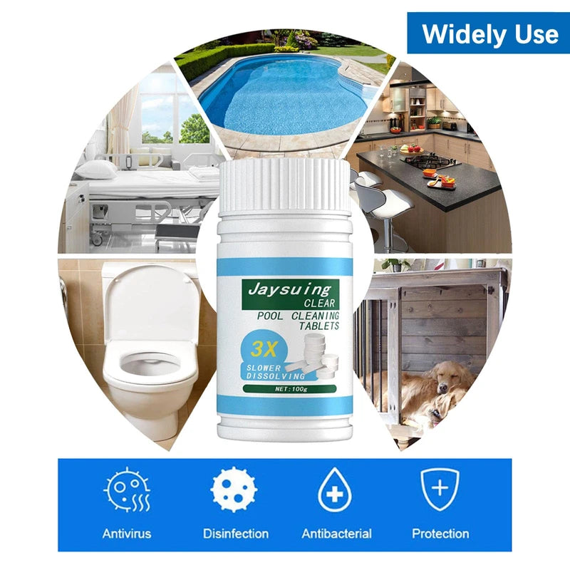 Slow Dissolving Chlorine Tablets for Swimming Pools, Pool Cleaning Tablet, Pool Chlorine Tablets, Chlorine Tabs, Pool, Multifunctional Chlorine Tablets, Pool Accessories, Cleaning Limescale Avoidance