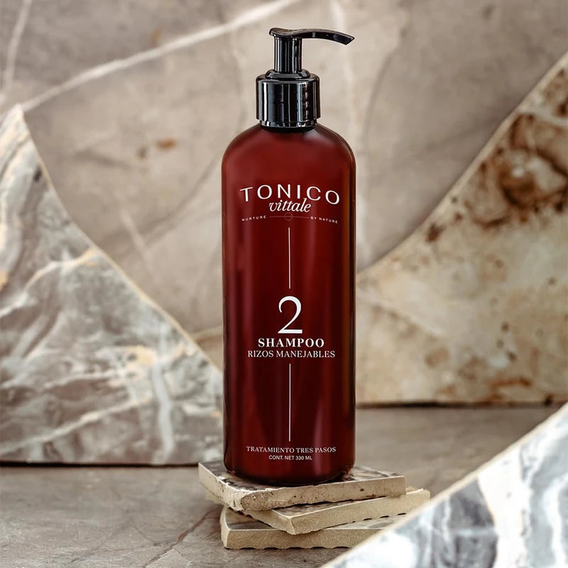 Tonico Vittale Kit 2 Paquete Tónico Y Shampoo Para Cabello Rizado| Unisex | Paso 1 y 2 | Crecimiento Y Fortalecimiento Capilar | Brillo Y Reconstrucción | Control del Frizz | 100% Ingredientes Naturales
