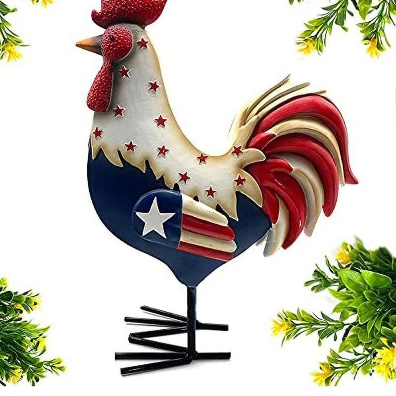 Resin Roosters Ornaments Chicken Statue Independence Day Decoration Patriotic Ornament for Home Office Decor