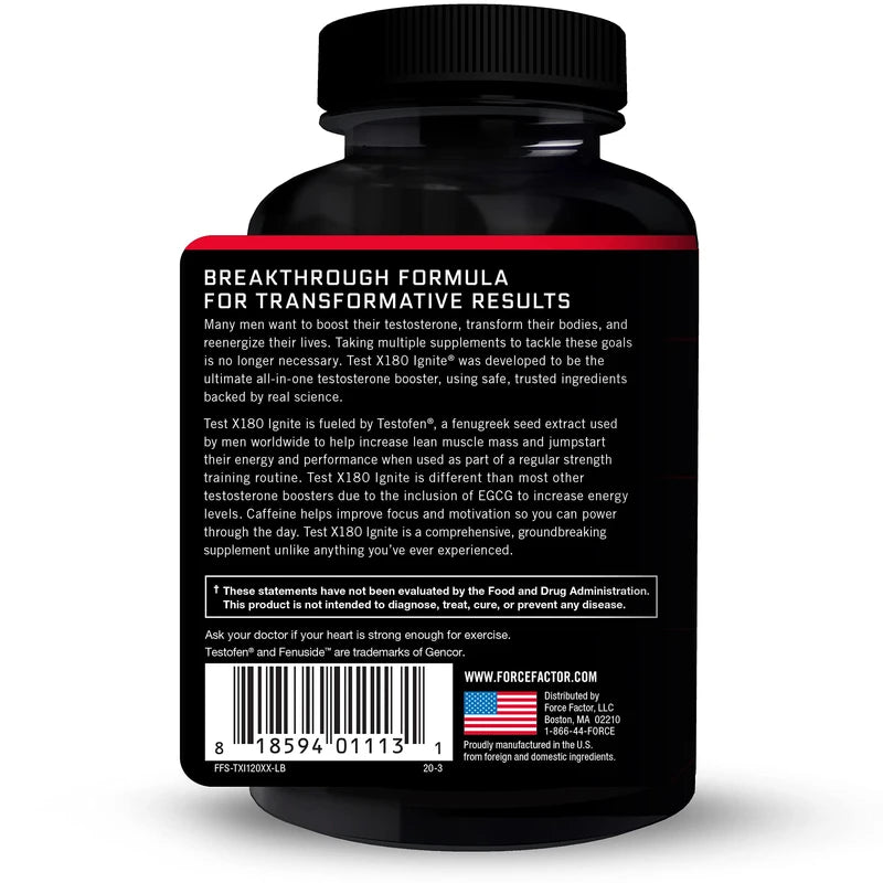 Force Factor Test X180 Ignite 120ct 2-Pack, 240 Count