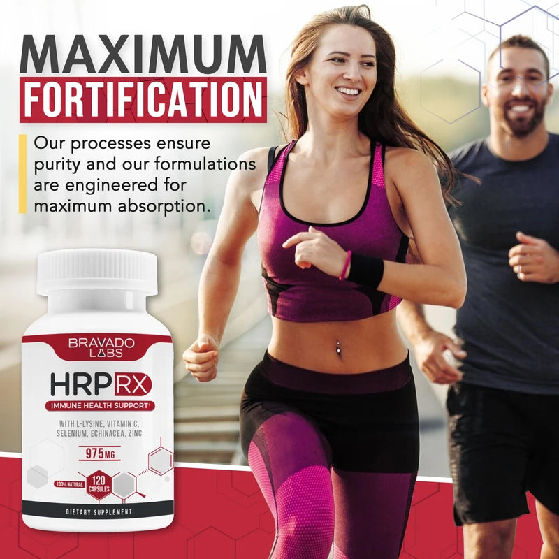 Bravado Labs Advanced Lysine Immune Support 975 mg - Maximum Immune Support Supplement - Super Lysine Outbreak Support Pills for Adults - with Zinc, Vitamin C - 120 ct