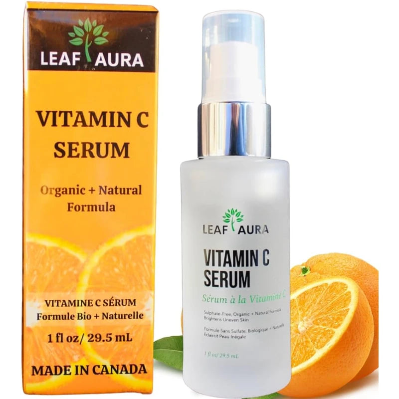 Leaf Aura Vitamin C Serum, Made with Organic+ Natural Formula, Made In Canada, 29.5ml