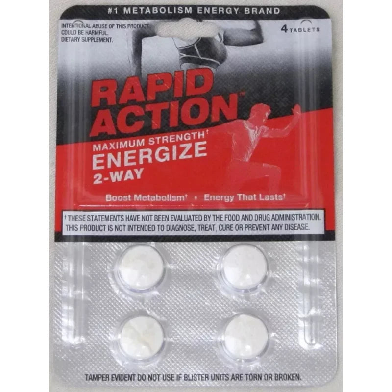 RAPID ACTION ENERGIZE 2-WAY ENERGY/DIET PILLS - 48 CT (12 PACKS OF 4=48 PILLS