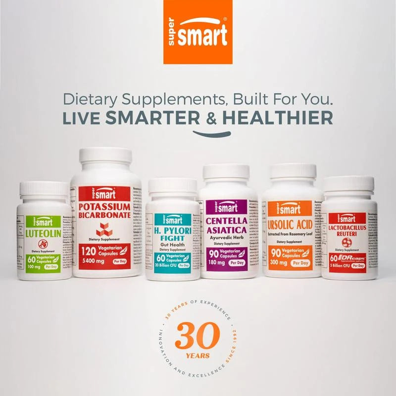 Supersmart - Lactobacillus Reuteri 5 Billion CFU per Day - Probiotic Supplement | Non-GMO & Gluten Free - 60 DR Capsules Edible Healthcare