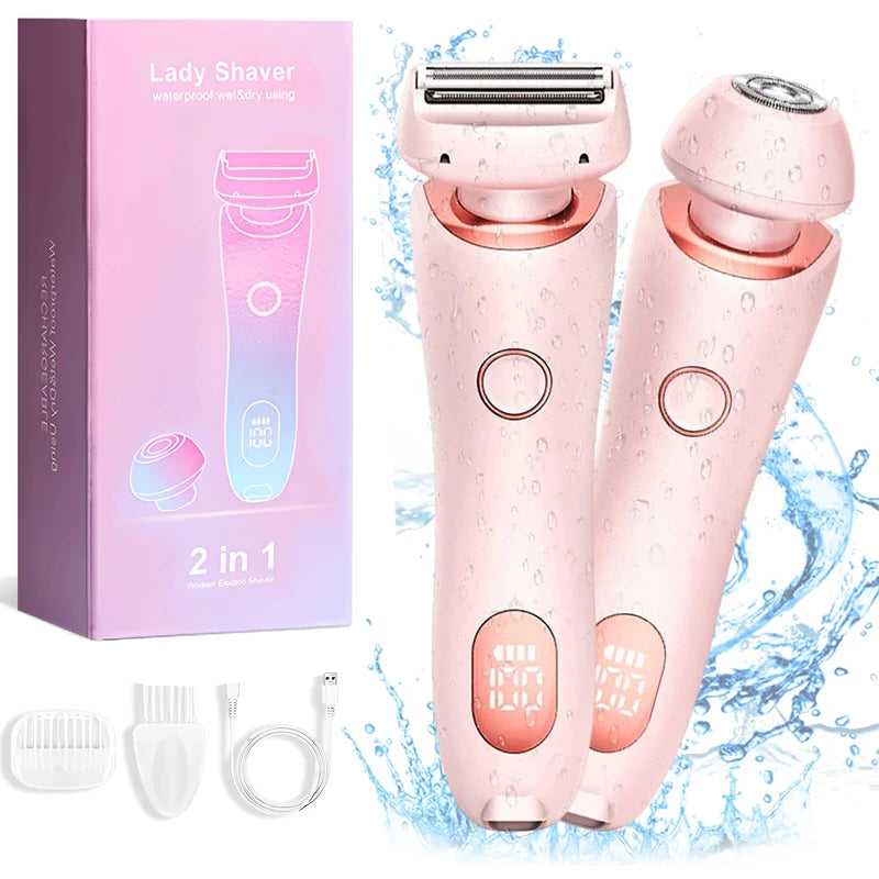 FHNUVB Dusk Razor for Women, Dusk Glide Pro 3.0 Shaver Waterproof Electric Shaver for Women, Silk Glide Pro Shaver 2 in 1 Wet & Dry for Leg Underarm Pubic Area Painless Hair Removal Removable Head