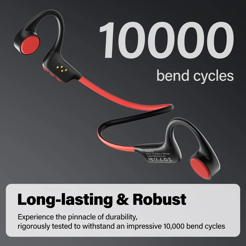 Yistao Bone Conduction Headphones, Open Ear Headphones Wireless Earphones, 32GB MP3, 8 Hours Playtime, Bluetooth 5.3, IP68 Waterproof Headphones for Running and Fitness Workout - Red
