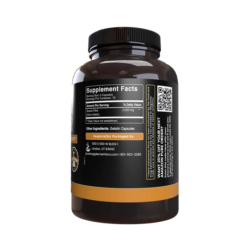 Pure Original Ingredients Acacia Fiber (365 Capsules) No Magnesium Or Rice Fillers, Always Pure, Lab Verified