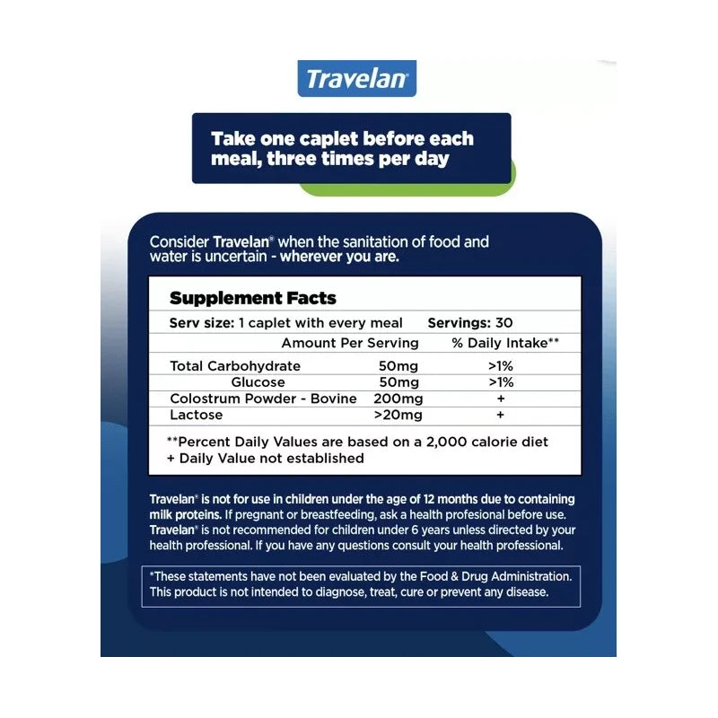 TRAVELAN Anti Diarrhea Travel Medicine for Gas Relief, Bloating, Digestive 3/26+