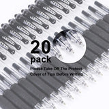 Gel Pens Retractable Fine Point Black Gel Ink Rollerball Pen, Smooth Writing Pens for Office - 0.7mm with Grips (20 Pack)
