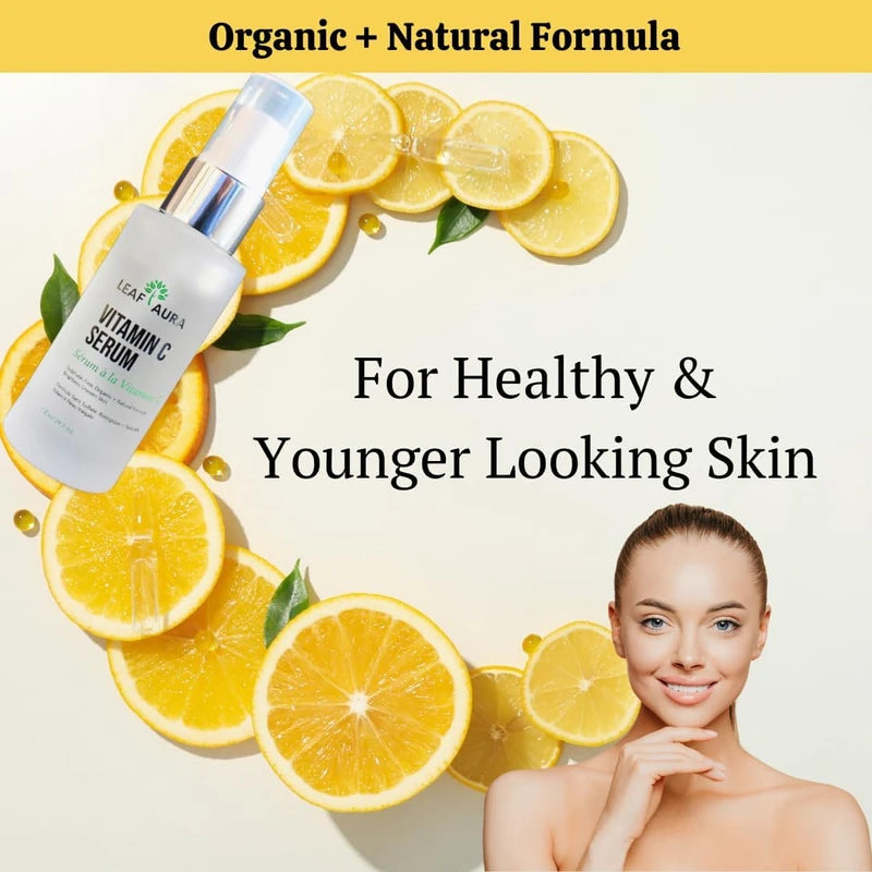 Leaf Aura Vitamin C Serum, Made with Organic+ Natural Formula, Made In Canada, 29.5ml