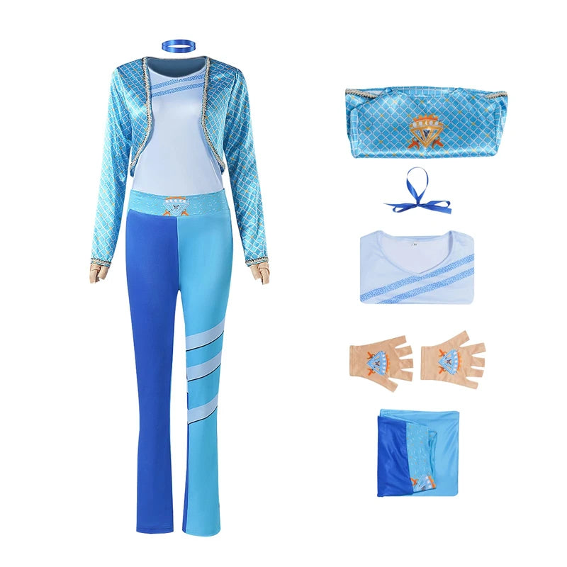 Women’s Desc 4 Chloe Charming Costume Rise Red Deluxe Princess Cinderellaburg Blue Halloween Outfit 5Pcs Set Adult