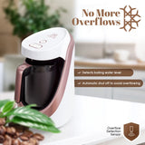 ETHNIQ Turkish Coffee Maker - 100% BPA Free, 120V, 1 to 4 Cup Brewing Capacity with Cook Sense Technology for Delicious Cup of Turkish & Greek Coffee, Turkish Coffee Pot (White/Rose)