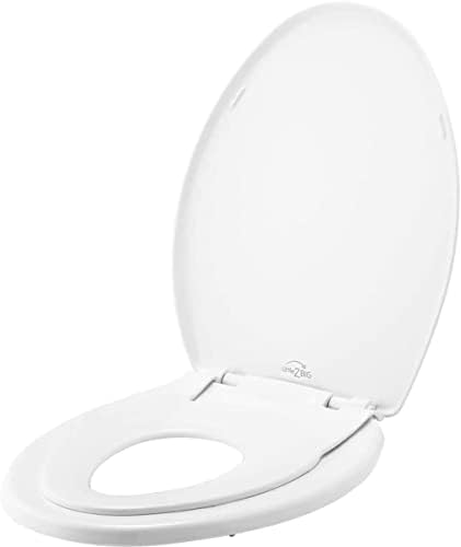 Little2Big Toilet Seat with Built-In Potty Training Seat, Slow Close, Durable Plastic, Made in USA, ELONGATED, White