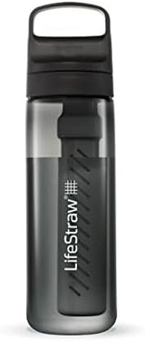 LifeStraw Go Series – BPA-Free Water Filter Bottle for Travel and Everyday use removes Bacteria, parasites and microplastics, Improves Taste, 22oz Nordic Noir