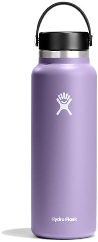 Hydro Flask Wide Mouth vacuum insulated stainless steel water bottle with leakproof closeable lid for cold water drinks, sports, travel, car and school