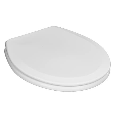 Centoco Wooden Toilet Seat Round, Closed Front with Cover, Residential, Made in the USA, 700-001, White
