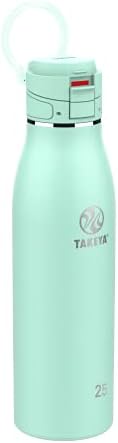 Takeya 885395525075 Traveler Insulated Stainless Steel Bottle, Flip Cap Aqua 25oz