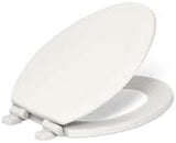 KOHLER Stonewood Quiet-Close Elongated Toilet Seat, Slow Close Design, Durable Wood, Easy Installation, Universal Fit, Biscuit, K-20466-96