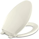 KOHLER K-4636-96 Cachet Quiet Close Elongated Toilet Seat, Slow Close Lid and Seat, Grip-Tight Bumpers and Installation Hardware, Biscuit
