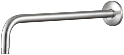 OFFO Shower Arm with Flange, 16 Inches Brushed Nickel Wall Mount Replacement Angle Shower Head Arm Wall-Mounted For Fixed Shower Head & Handheld Showerhead