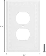 Henne Bery Sunken Pearls Heavy Duty Decorative Wall Plate Switch Plate Outlet Cover (Single Duplex, 3 Pack, White)