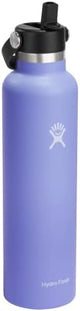 Hydro Flask 24 Oz Stainless Steel Standard Mouth Water Bottle with Flex Straw Cap and Double-Wall Vacuum Insulation