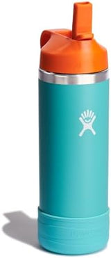 HYDRO FLASK Kids Water Bottle Jr. Stainless Steel Insulated With Straw Cap for Water, Milk, Juice, School, Camp, Sport, Play and Lunch, Easy to Clean, Leak-Resistant