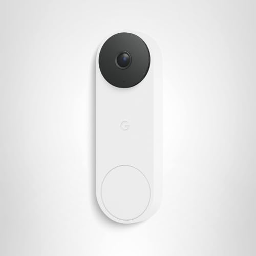 Google Nest Doorbell (Wired, 3rd Gen) - 2K Video and Gemini, Live View, Night Vision, 2-Way Audio - Works with Google Home - 2025 Model - Snow