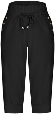 Capri Pants for Women High Waisted Drawstring Joggers Stretch Lightweight Casual Hiking Pant Capri with Pockets