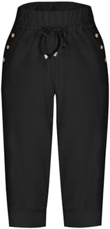 Capri Pants for Women High Waisted Drawstring Joggers Stretch Lightweight Casual Hiking Pant Capri with Pockets
