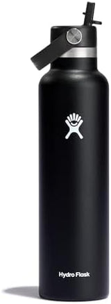 Hydro Flask 24 Oz Stainless Steel Standard Mouth Water Bottle with Flex Straw Cap and Double-Wall Vacuum Insulation