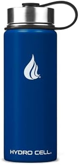 HYDRO CELL Stainless Steel Insulated Water Bottle with Straw - For Cold & Hot Drinks - Metal Vacuum Flask with Screw Cap and Modern Leakproof Sport Thermos for Adults (Navy 18oz)