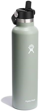 Hydro Flask 24 Oz Stainless Steel Standard Mouth Water Bottle with Flex Straw Cap and Double-Wall Vacuum Insulation