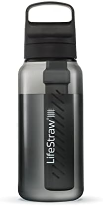 LifeStraw Go Series – BPA-Free Water Filter Bottle for Travel and Everyday use removes Bacteria, parasites and microplastics, Improves Taste, 1L Nordic Noir