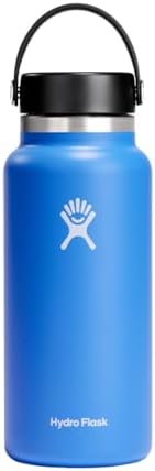 Hydro Flask Wide Mouth vacuum insulated stainless steel water bottle with leakproof closeable lid for cold water drinks, sports, travel, car and school