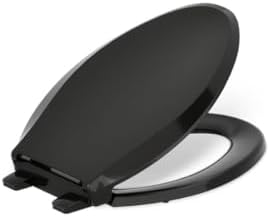 KOHLER 4636-RL-7 Cachet ReadyLatch Elongated Toilet Seat, Quiet-Close Lid, Contoured Seat, Grip-Tight Bumpers and Installation Hardware, Black
