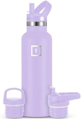 IRON °FLASK Camping & Hiking Hydration Canteens - 3 Lids (Narrow Straw Lid) Leak Proof Vacuum Insulated Stainless Steel - Hot & Cold Double Walled Sports Water Bottle - Lavender, 20 Oz