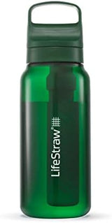 LifeStraw Go Series – BPA-Free Water Filter Bottle for Travel and Everyday use removes Bacteria, parasites and microplastics, Improves Taste, 1L Terrace Green
