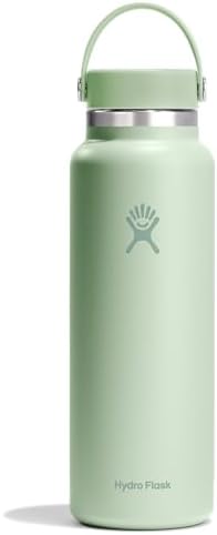 Hydro Flask Wide Mouth vacuum insulated stainless steel water bottle with leakproof closeable lid for cold water drinks, sports, travel, car and school