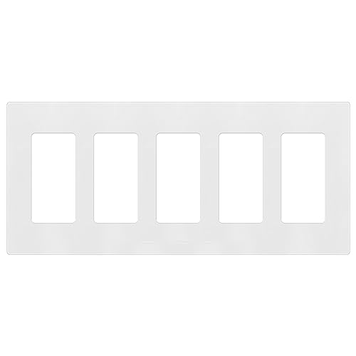 ENERLITES - SI8835-W-STICKER Screwless Decorator Wall Plates Child Safe Outlet Covers, Size 5-Gang 4.68" H x 10.14” L, Unbreakable Polycarbonate Thermoplastic, SI8835-W, Glossy, White
