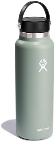 Hydro Flask Wide Mouth vacuum insulated stainless steel water bottle with leakproof closeable lid for cold water drinks, sports, travel, car and school
