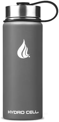 HYDRO CELL Stainless Steel Insulated Water Bottle with Straw - For Cold & Hot Drinks - Metal Vacuum Flask with Screw Cap and Modern Leakproof Sport Thermos for Adults (Graphite 18oz)