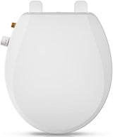 Round Bidet Toilet Seat with Quiet-Close, Non-Electric Bidet Toilet Seat with Self Cleaning Dual Nozzles, Fit Round Toilet Seat, White Bidet Seat with Brass inlet (Round)
