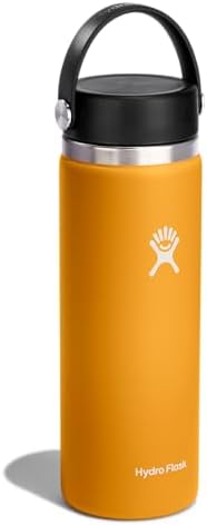 Hydro Flask Wide Mouth vacuum insulated stainless steel water bottle with leakproof closeable lid for cold water drinks, sports, travel, car and school