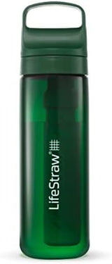 LifeStraw Go Series – BPA-Free Water Filter Bottle for Travel and Everyday use removes Bacteria, parasites and microplastics, Improves Taste, 22oz Terrace Green